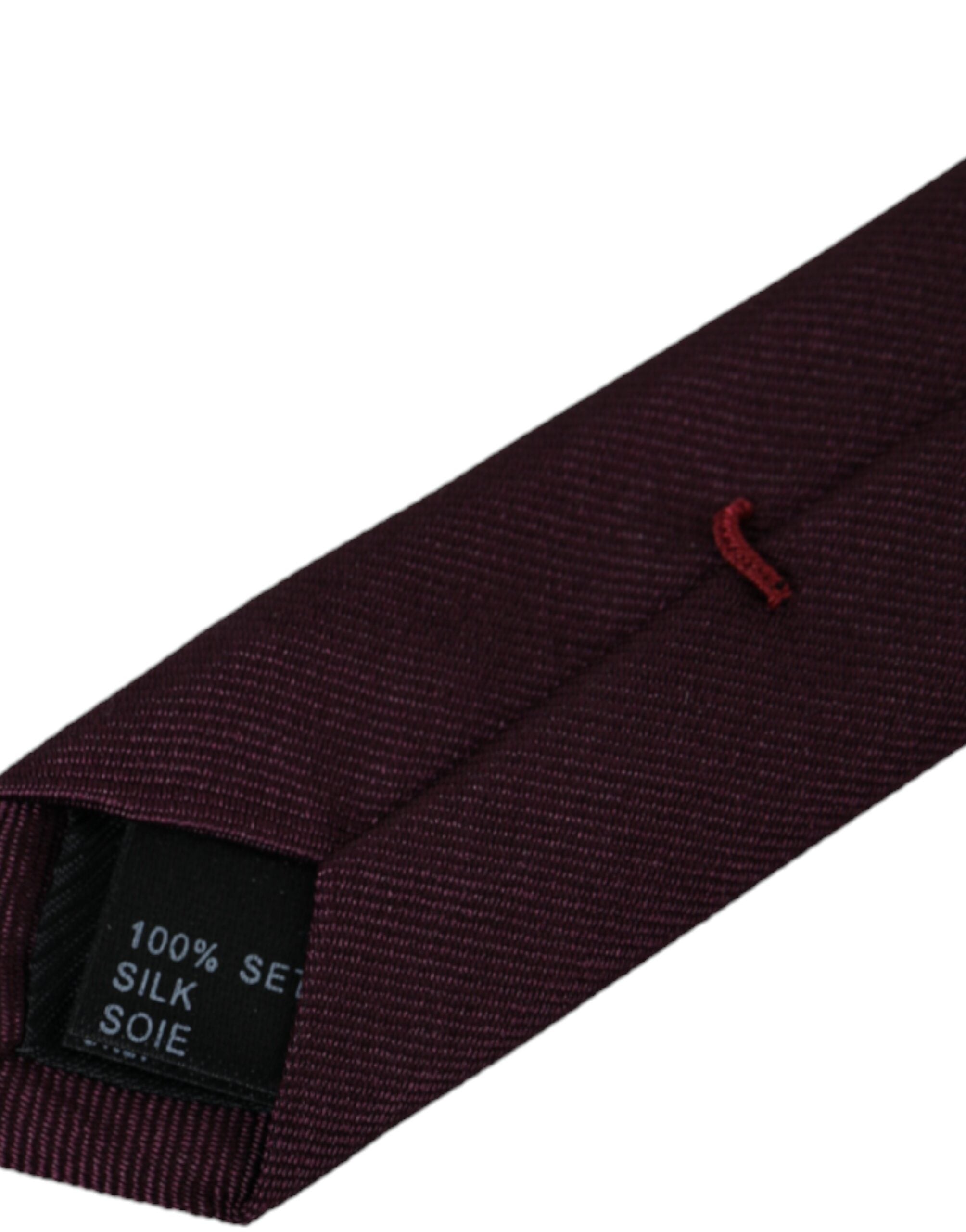 Dolce & Gabbana Bordeaux Solide 100% Seide Verstellbare Herrenkrawatte
