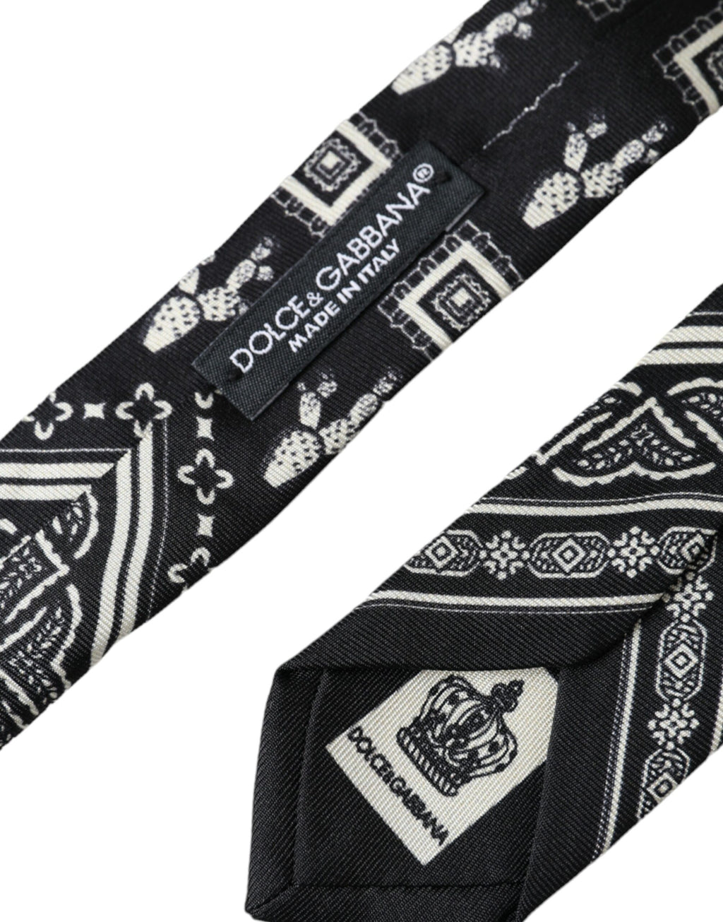 Dolce & Gabbana Black Patterned Adjustable 100% Silk Tie
