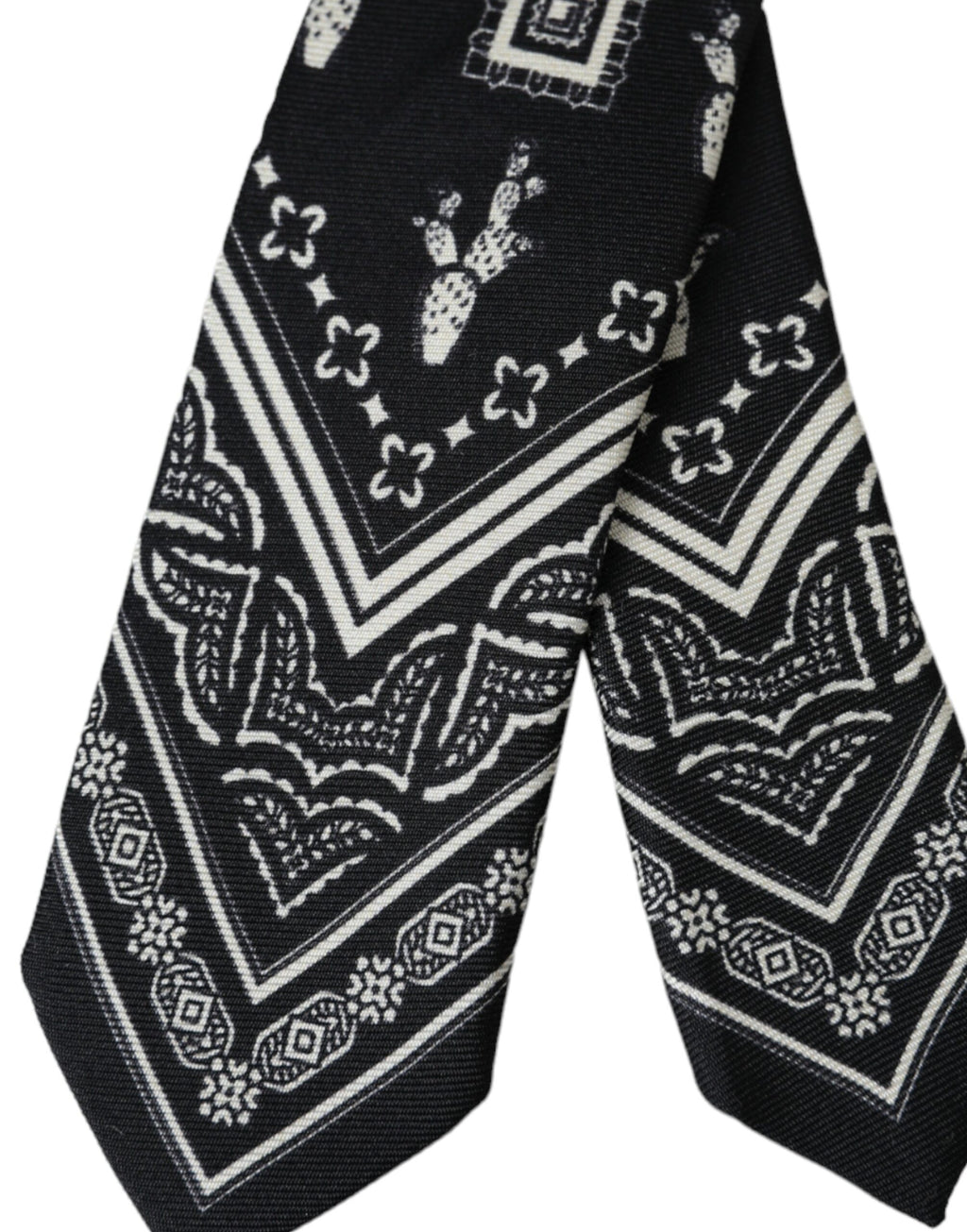 Dolce & Gabbana Black Patterned Adjustable 100% Silk Tie