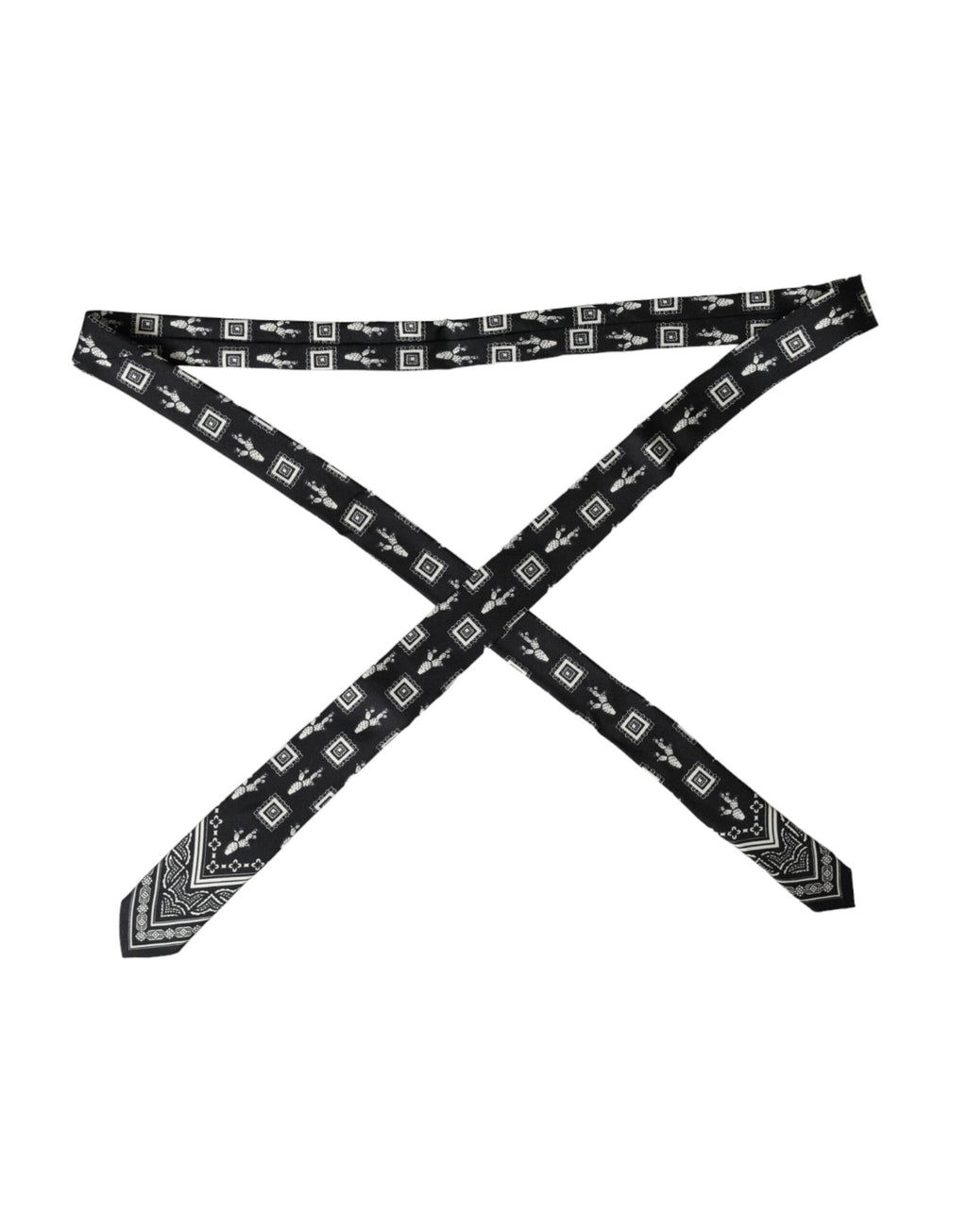 Dolce & Gabbana Black Patterned Adjustable 100% Silk Tie