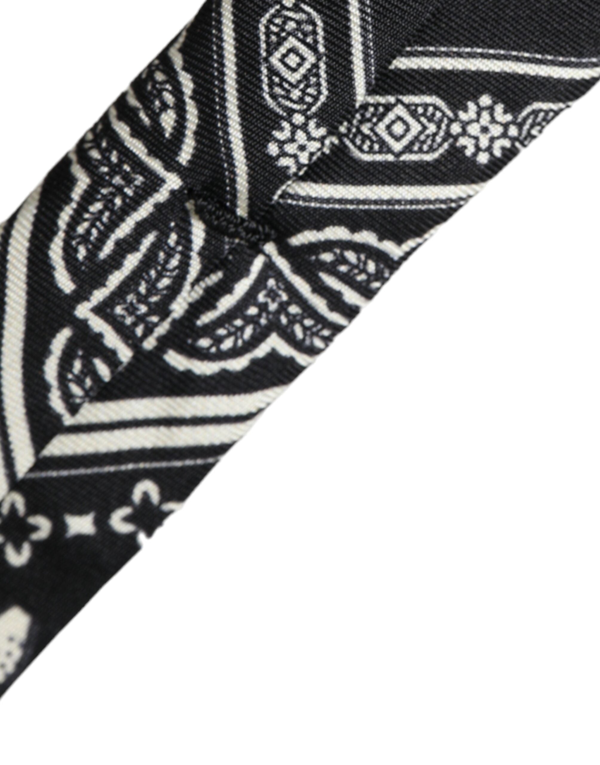 Dolce & Gabbana Black Patterned Adjustable 100% Silk Tie
