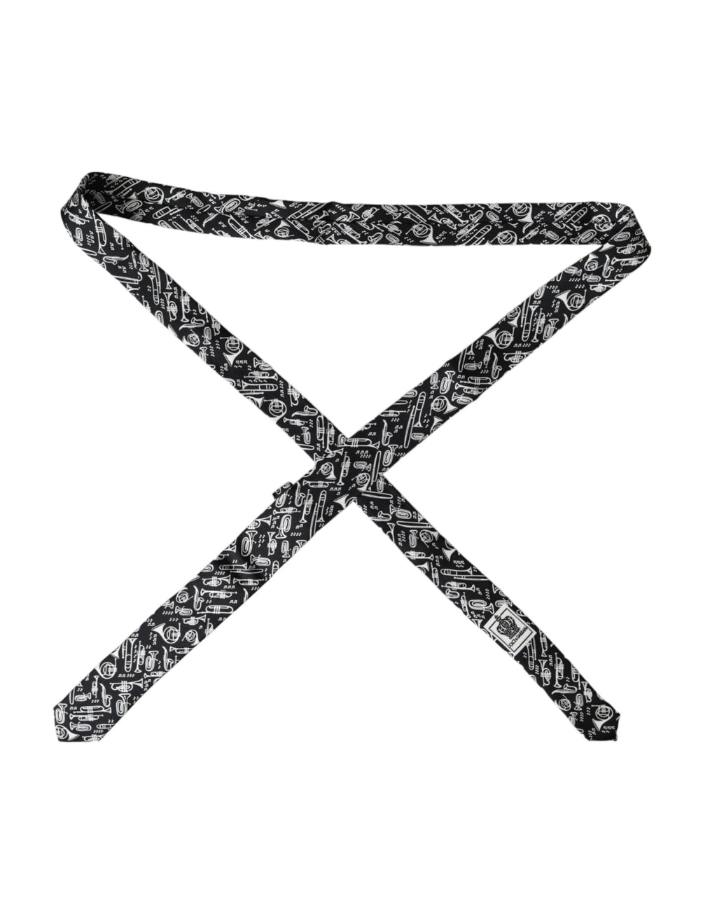Dolce & Gabbana Black Silk Trumpet Print Tie, Adjustable