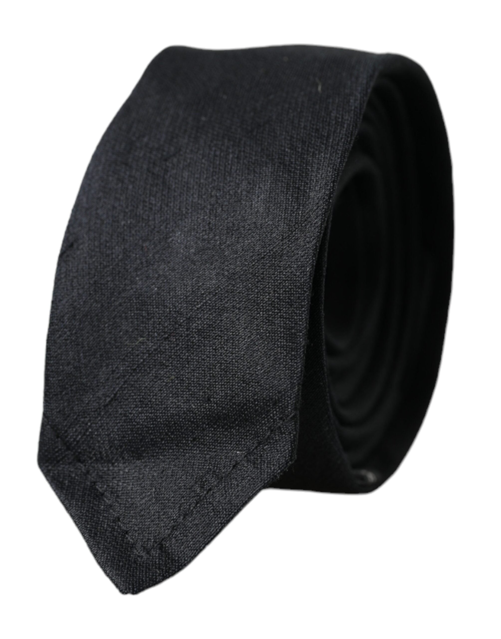 Dolce & Gabbana Black Solid Tie in 100% Silk, Adjustable