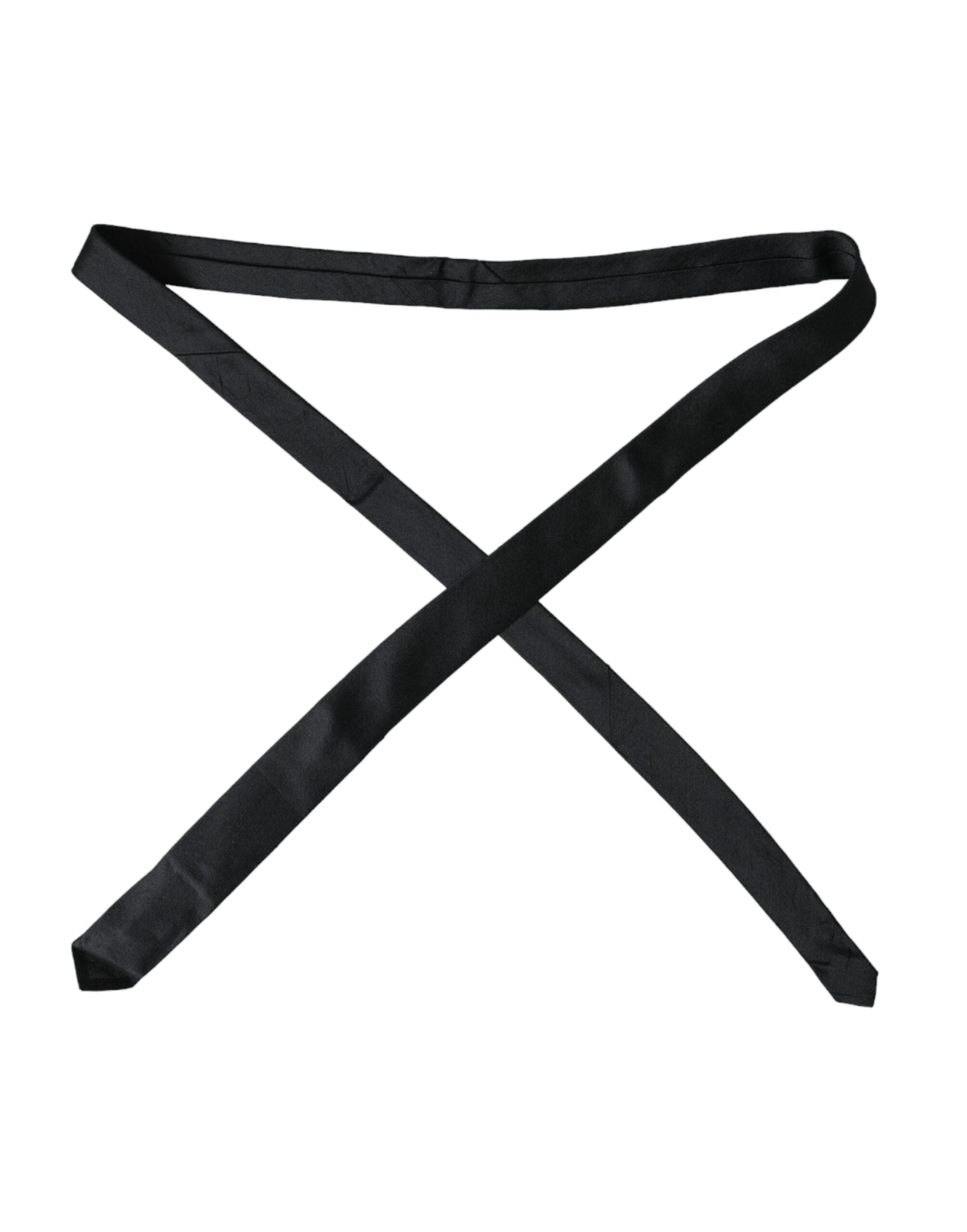 Dolce & Gabbana Black Solid Tie in 100% Silk, Adjustable