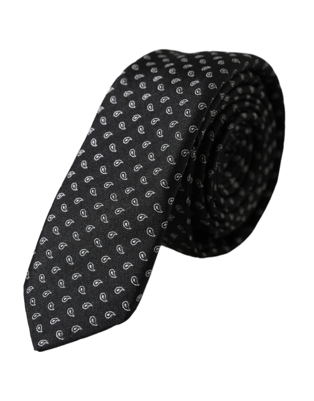 Dolce & Gabbana Men's Black Jacquard Silk Tie, Adjustable