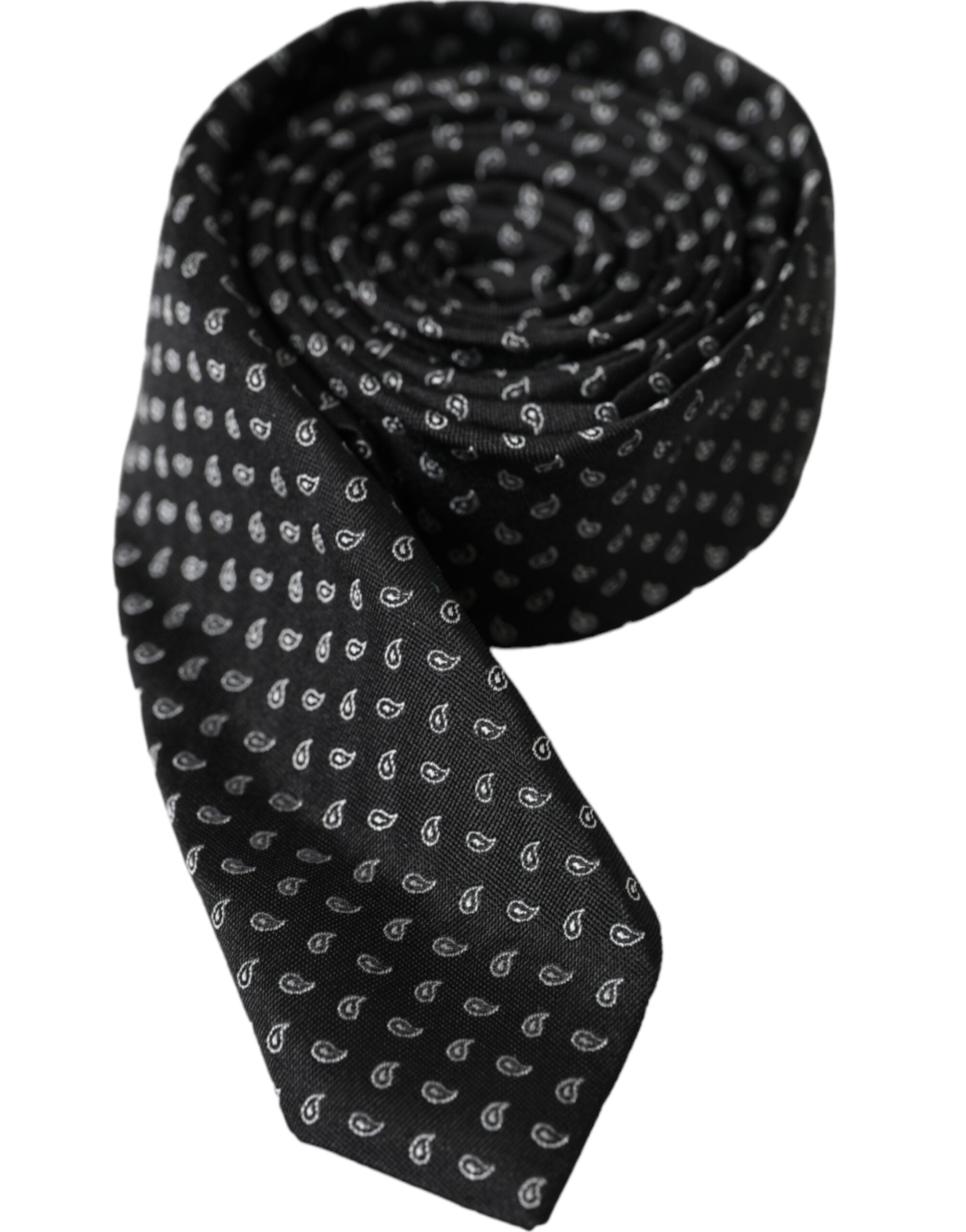 Dolce & Gabbana Men's Black Jacquard Silk Tie, Adjustable