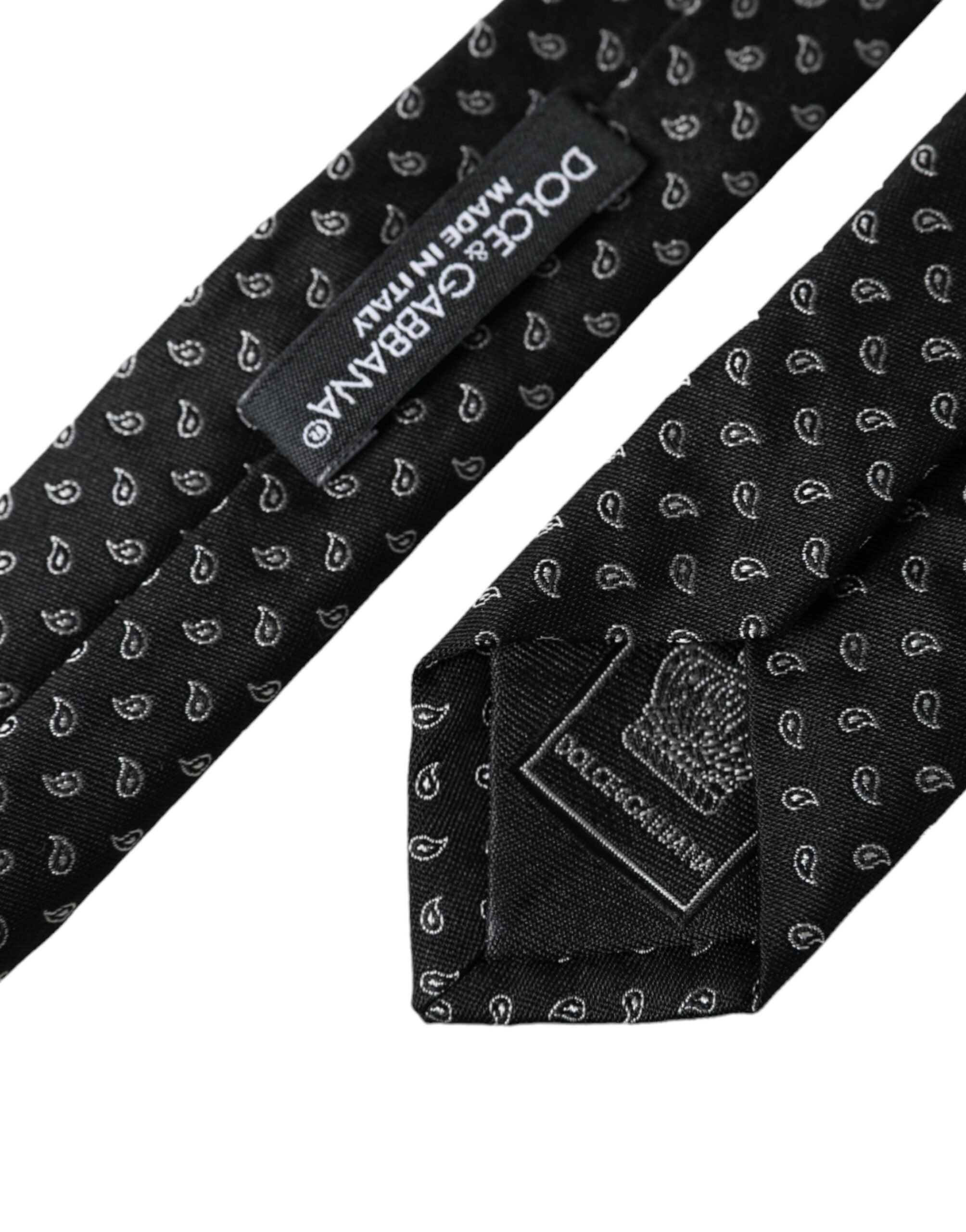 Dolce & Gabbana Men's Black Jacquard Silk Tie, Adjustable