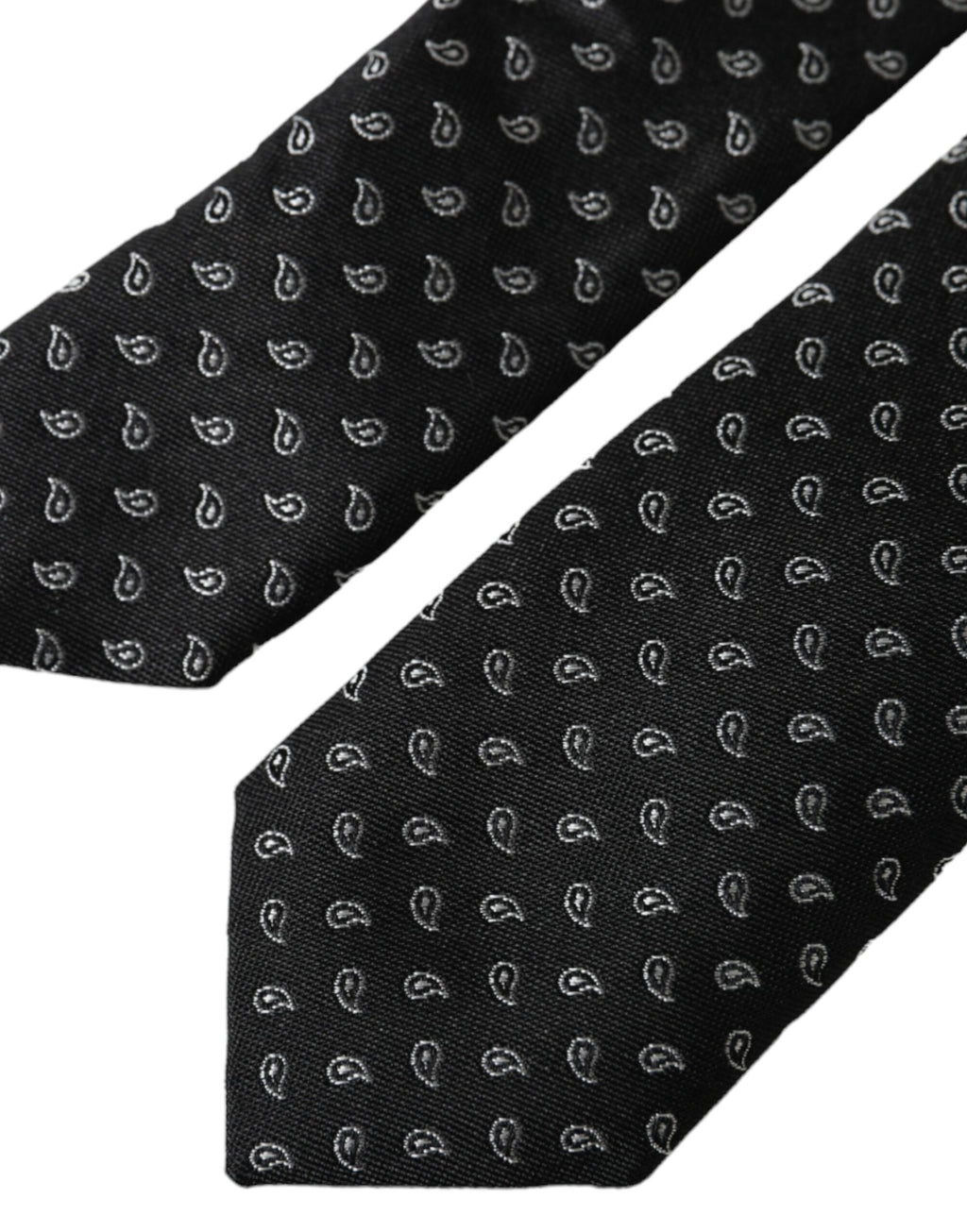 Dolce & Gabbana Men's Black Jacquard Silk Tie, Adjustable