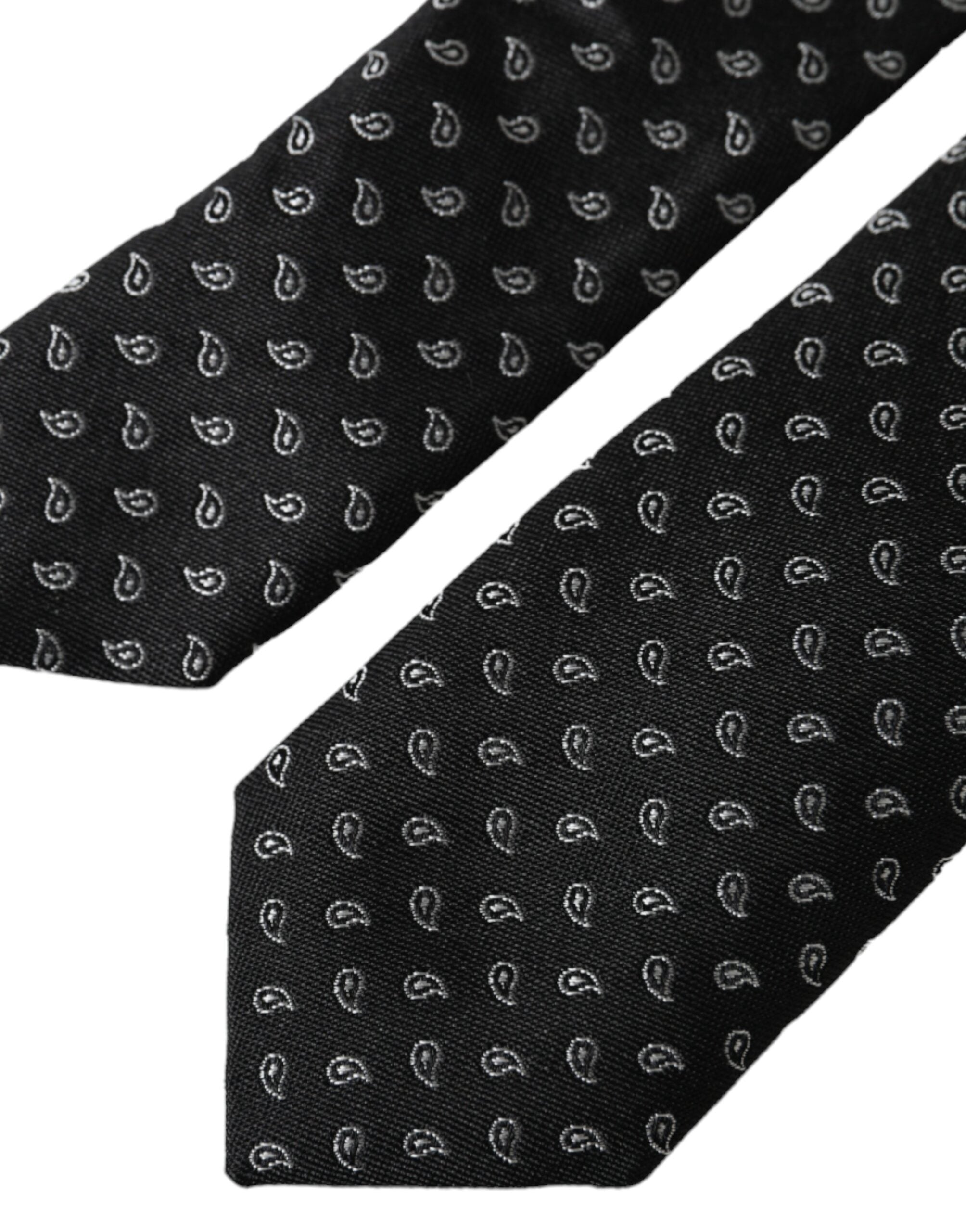 Dolce & Gabbana Men's Black Jacquard Silk Tie, Adjustable