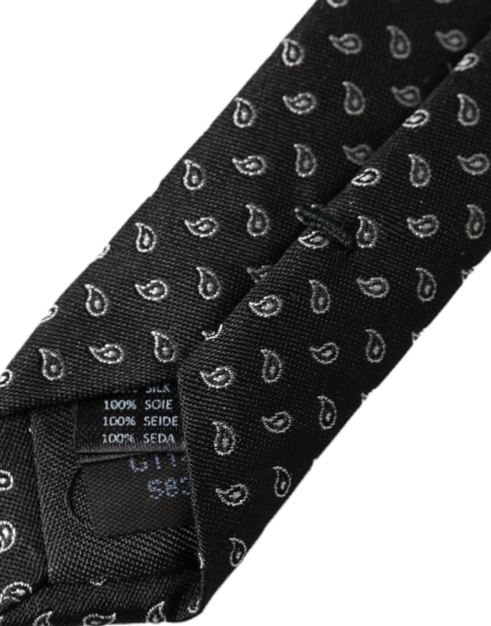 Dolce & Gabbana Men's Black Jacquard Silk Tie, Adjustable