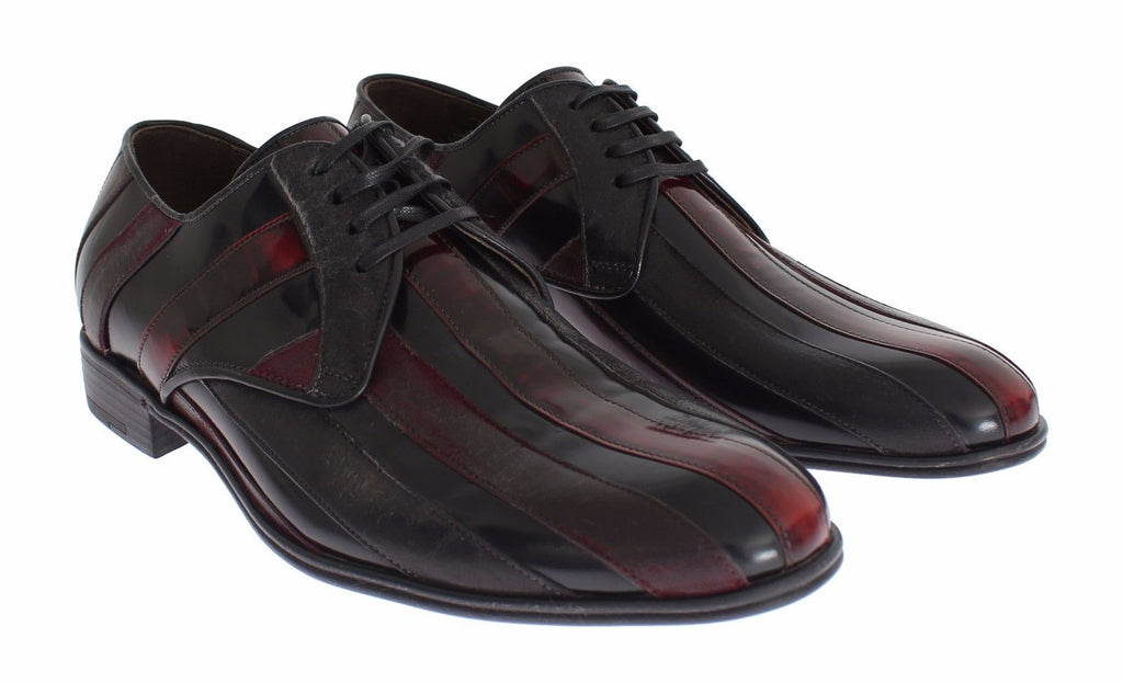 Dolce & Gabbana Schwarz Bordeaux Leder Kleid Formelle Schuhe