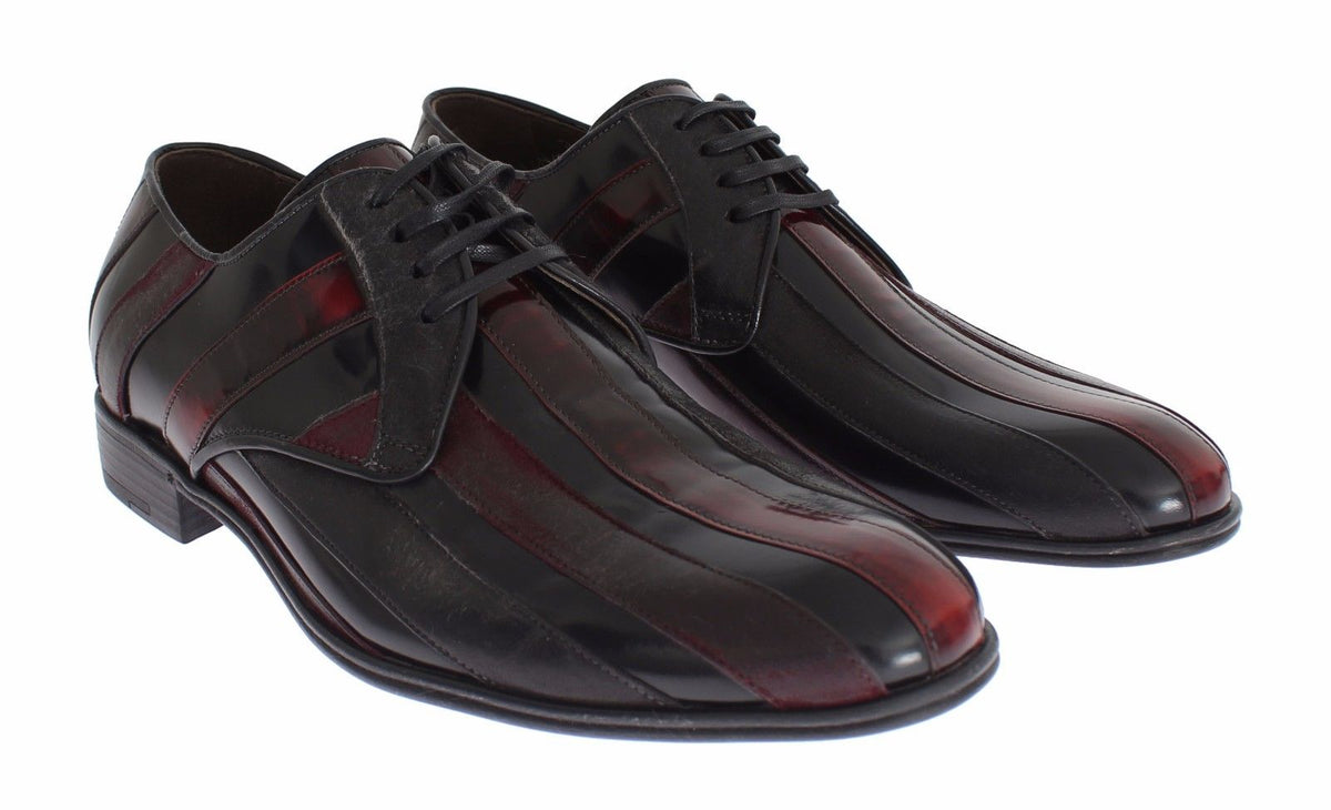 Dolce & Gabbana Schwarz Bordeaux Leder Kleid Formelle Schuhe