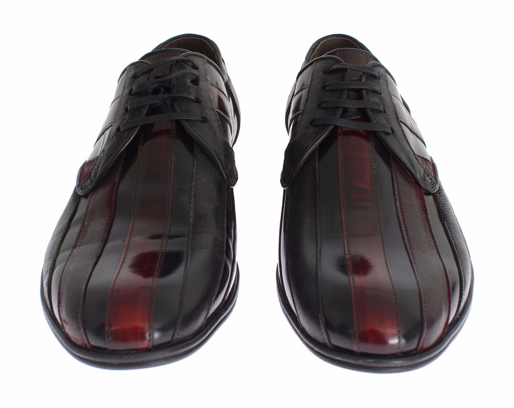 Dolce & Gabbana Schwarz Bordeaux Leder Kleid Formelle Schuhe
