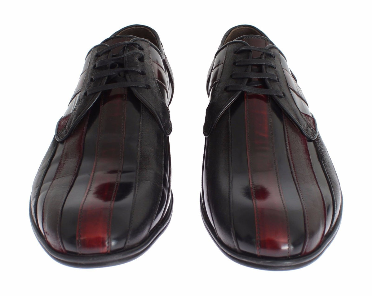 Dolce & Gabbana Schwarz Bordeaux Leder Kleid Formelle Schuhe
