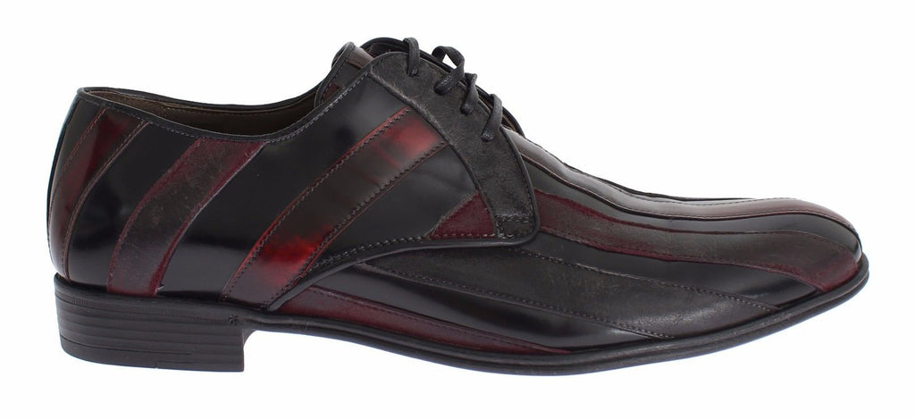 Dolce & Gabbana Schwarz Bordeaux Leder Kleid Formelle Schuhe