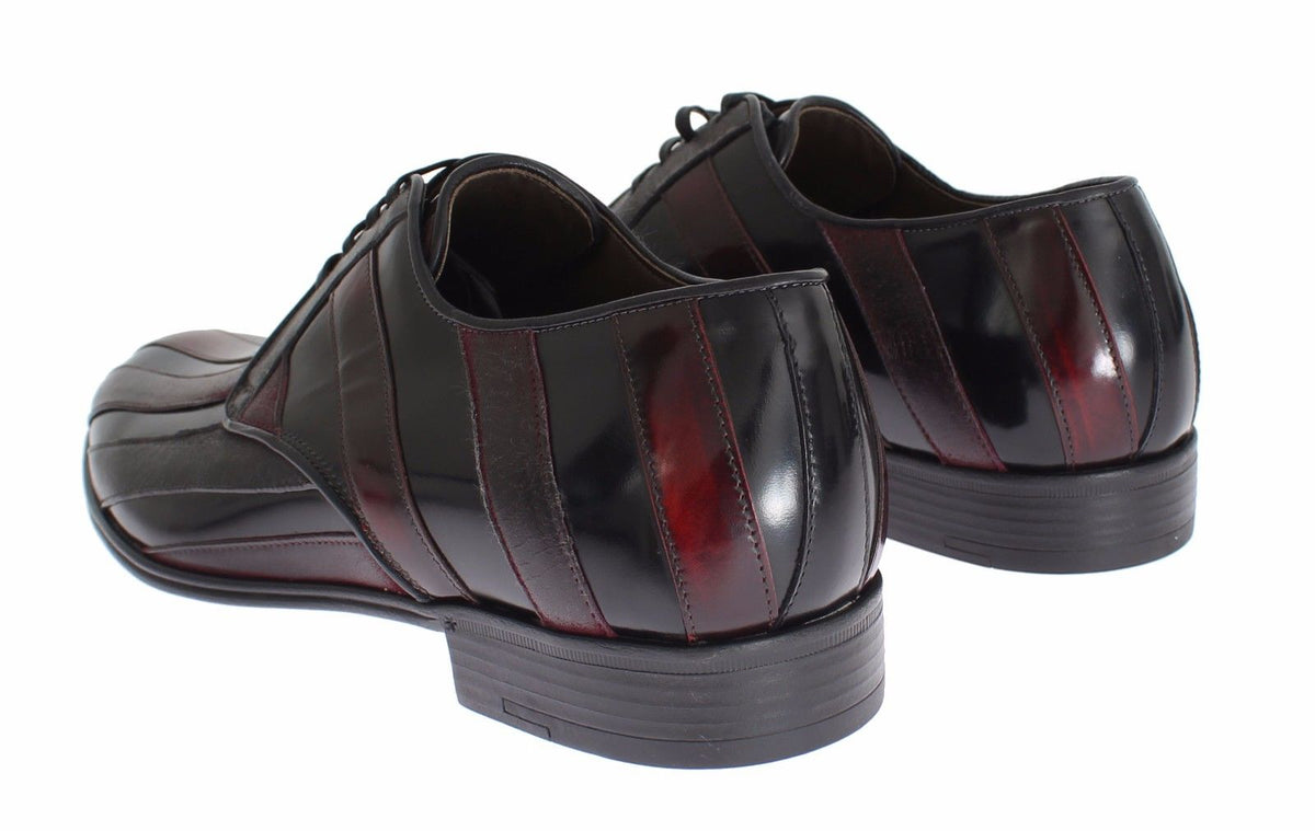 Dolce & Gabbana Schwarz Bordeaux Leder Kleid Formelle Schuhe