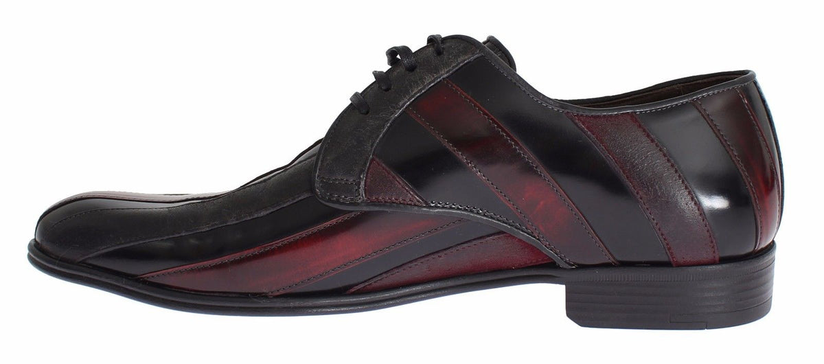 Dolce & Gabbana Schwarz Bordeaux Leder Kleid Formelle Schuhe