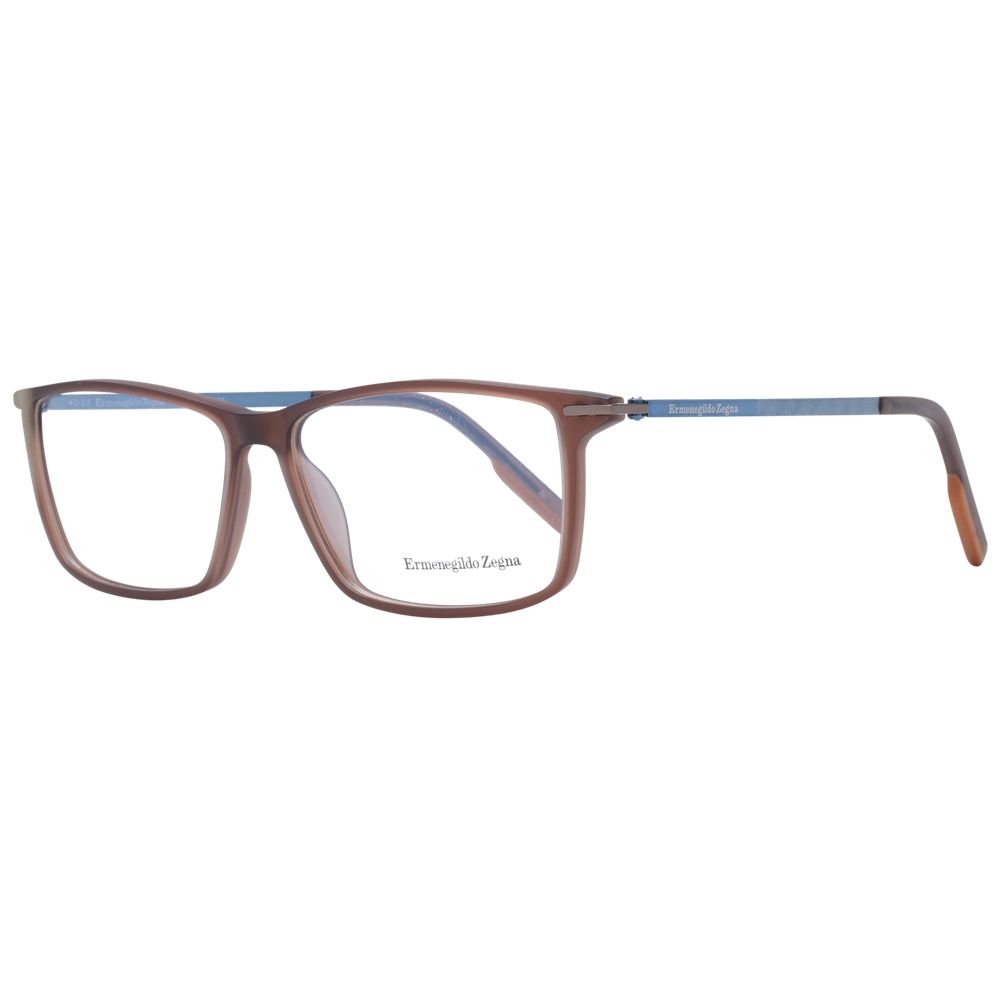 Ermenegildo Zegna Brown Plastic Eyeglass Frames
