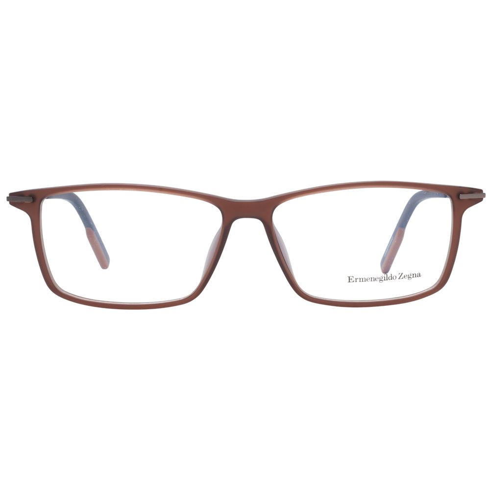 Ermenegildo Zegna Brown Plastic Eyeglass Frames