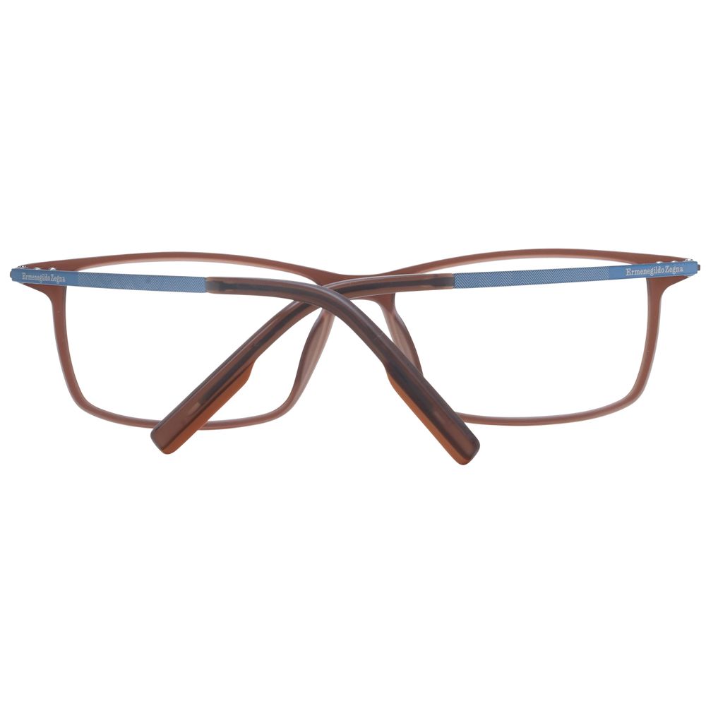 Ermenegildo Zegna Brown Plastic Eyeglass Frames