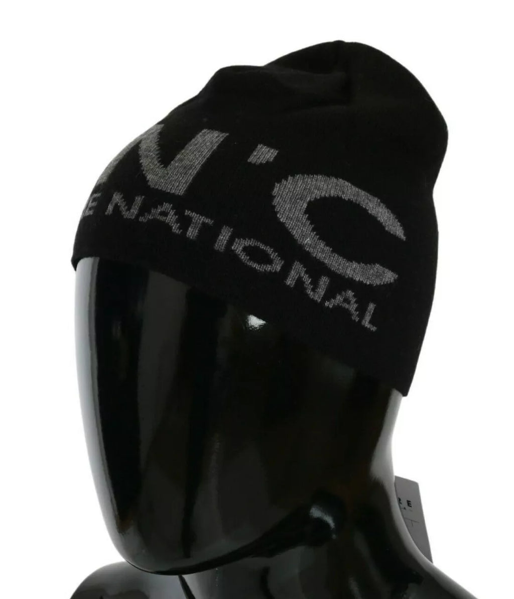 Costume National Black Wool Blend Beanie with Branding