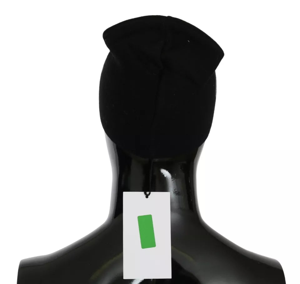 Costume National Black Wool Blend Beanie with Branding