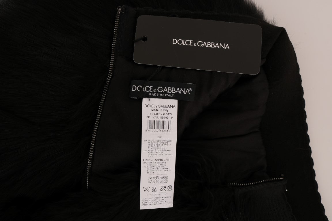 Dolce & Gabbana Schwarze Lammfuchsfell Mini Hot Pants