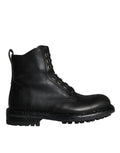 Dolce & Gabbana Black Lace-Up Mid-Calf Boots Men's Shoes