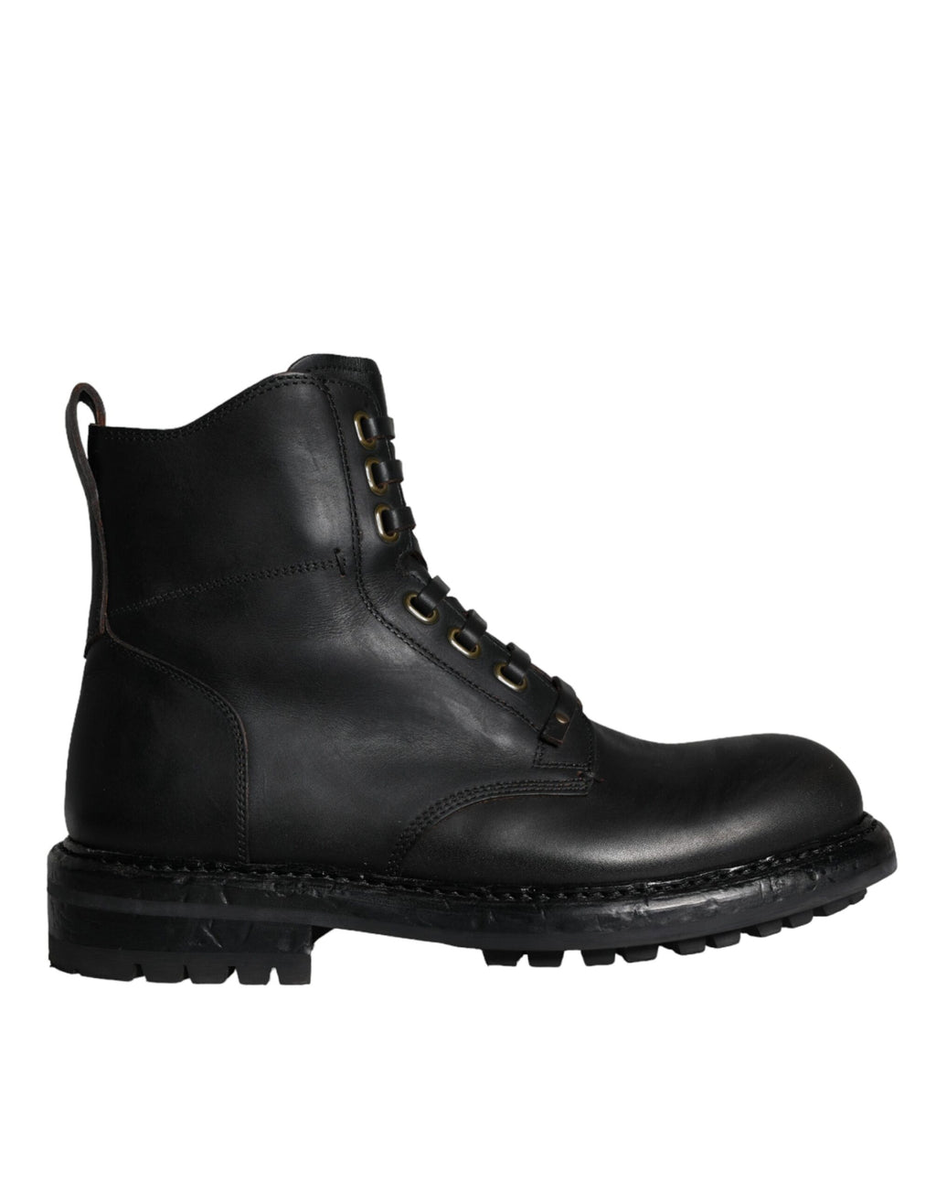 Dolce & Gabbana Black Lace-Up Mid-Calf Boots Men's Shoes