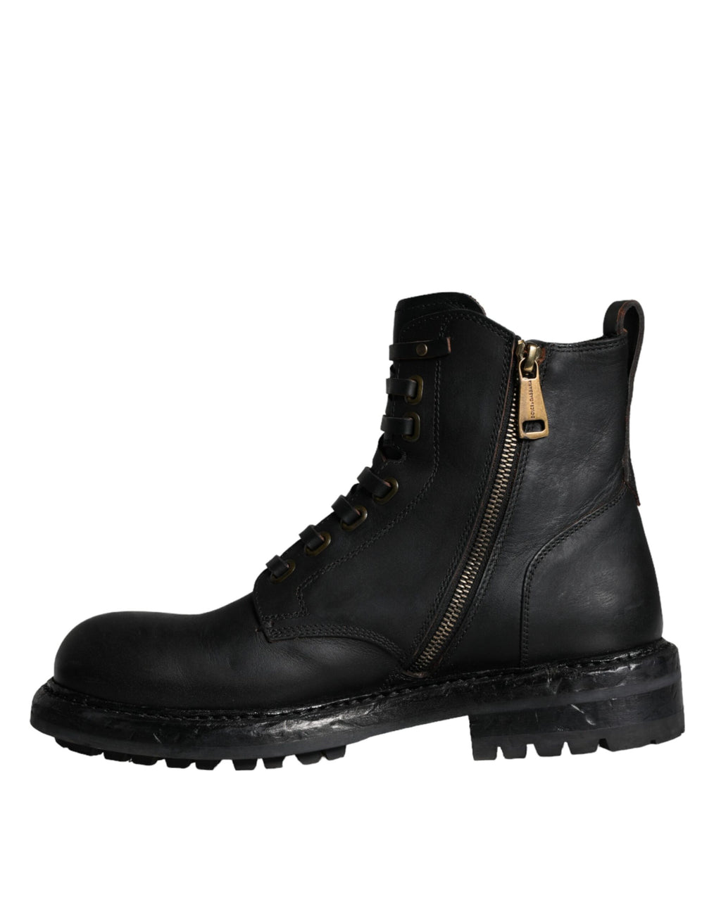 Dolce & Gabbana Black Lace-Up Mid-Calf Boots Men's Shoes