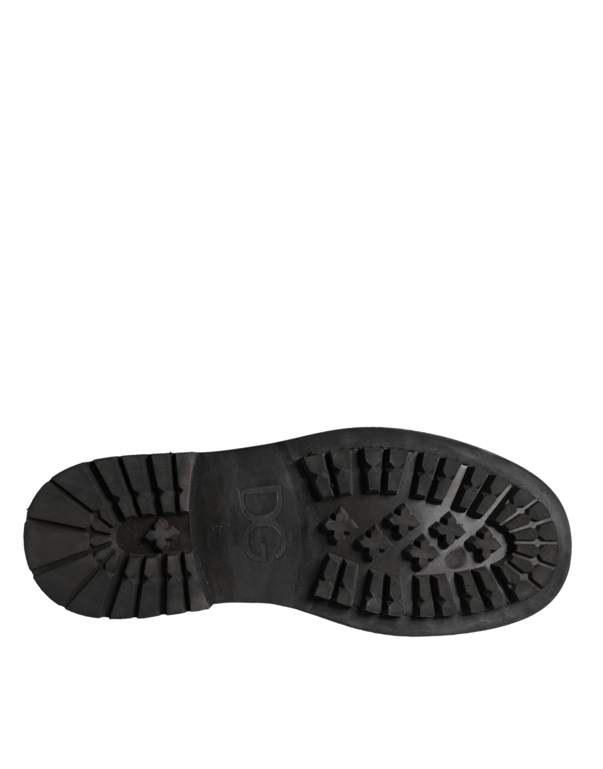 Dolce & Gabbana Black Lace-Up Mid-Calf Boots Men's Shoes