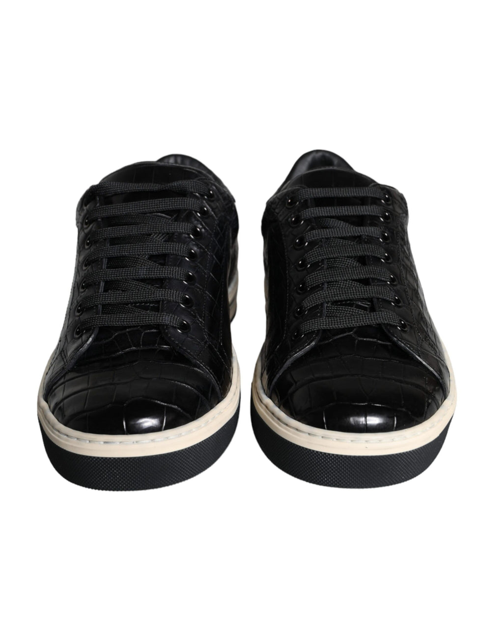 Dolce & Gabbana Black Leather Men's Low Top Sneakers Shoes
