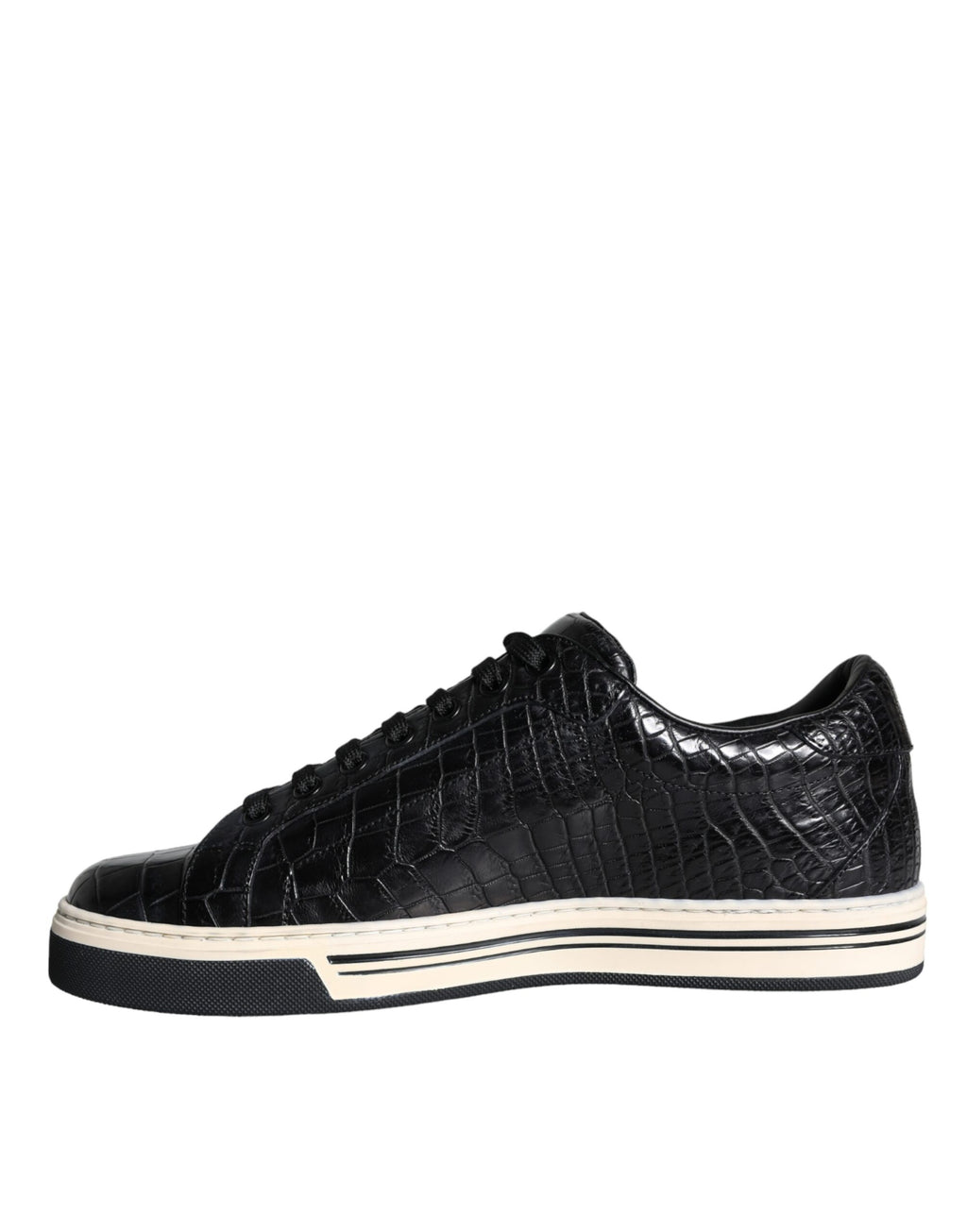 Dolce & Gabbana Black Leather Men's Low Top Sneakers Shoes