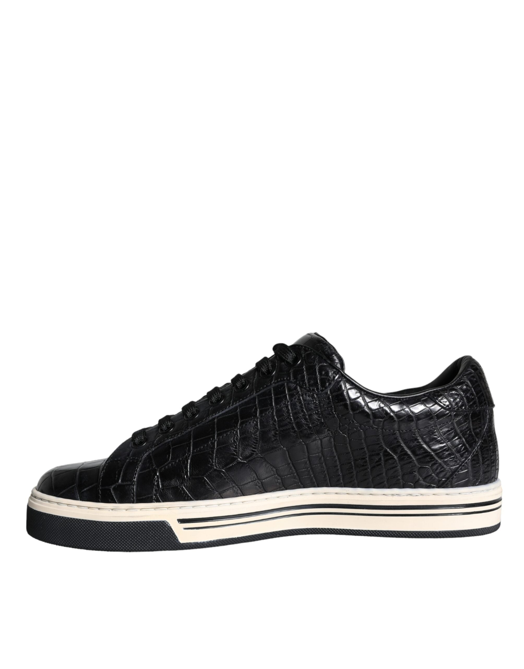 Dolce & Gabbana Black Leather Men's Low Top Sneakers Shoes