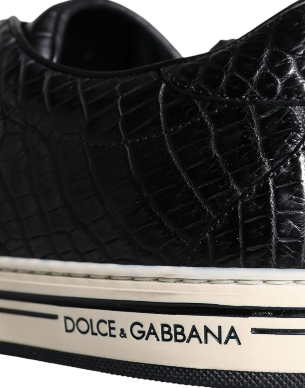 Dolce & Gabbana Black Leather Men's Low Top Sneakers Shoes