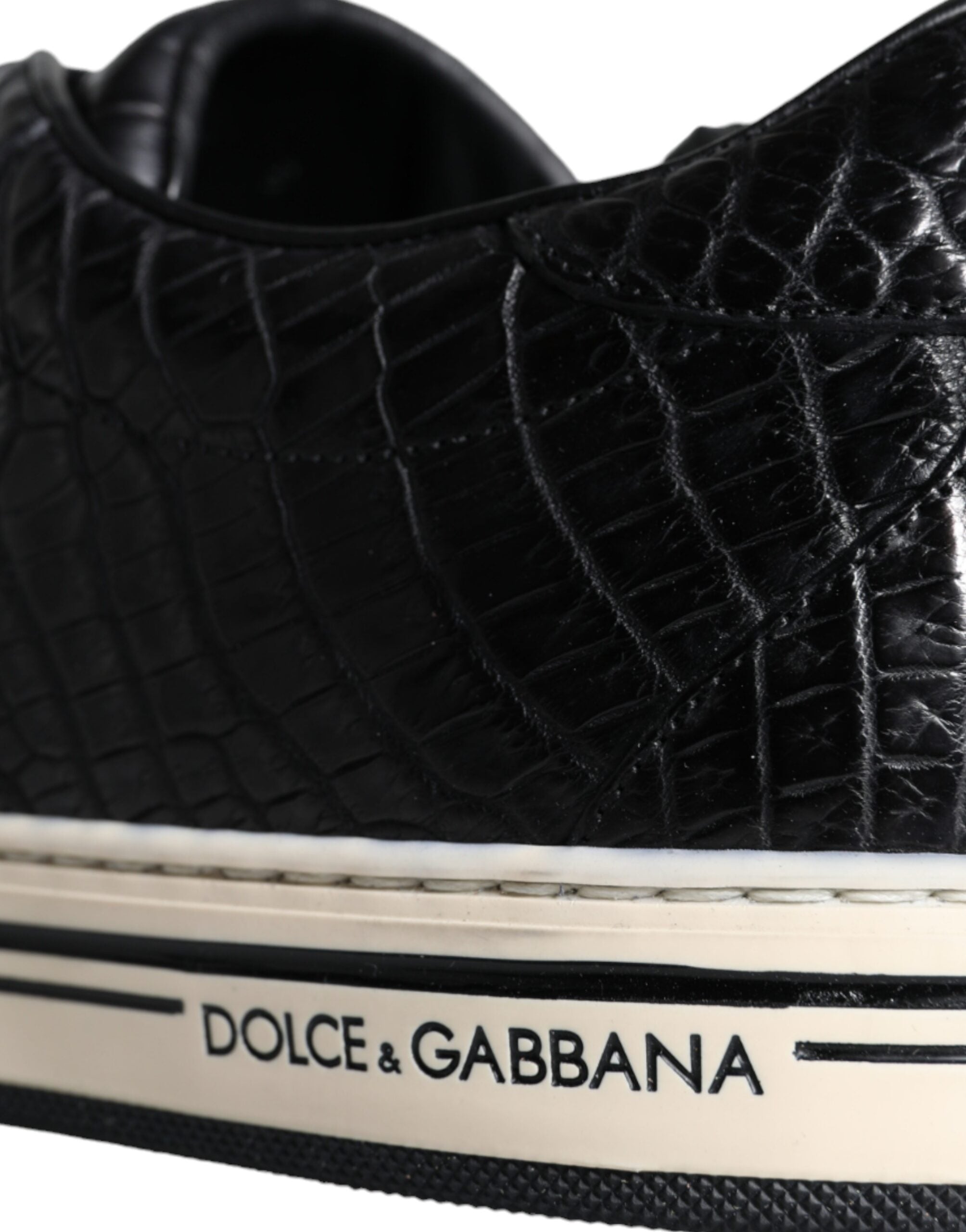 Dolce & Gabbana Black Leather Men's Low Top Sneakers Shoes