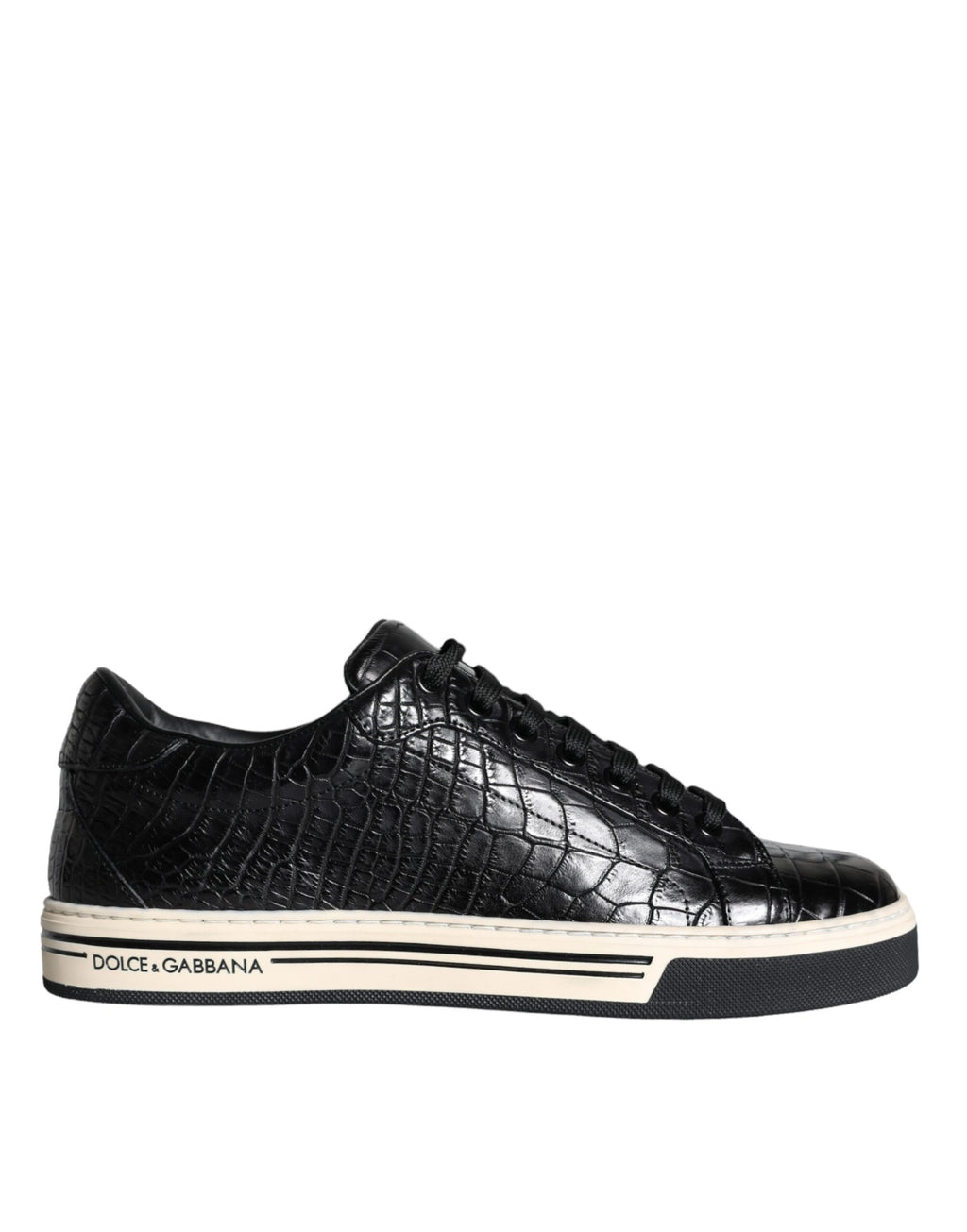 Dolce & Gabbana Black Leather Men's Low Top Sneakers Shoes