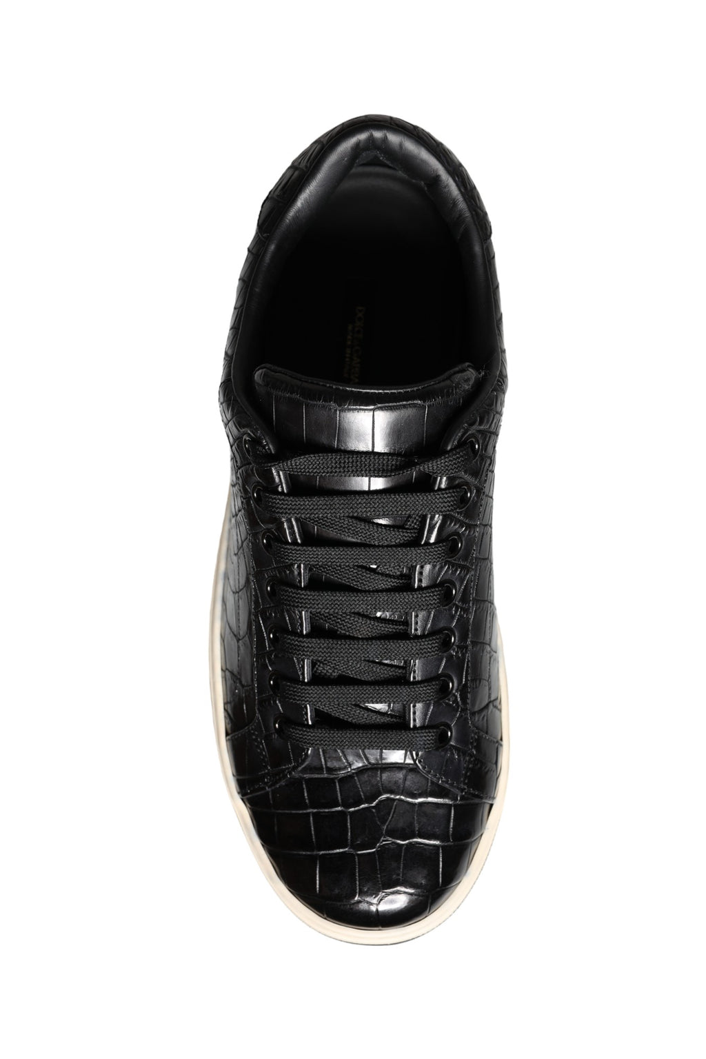 Dolce & Gabbana Black Leather Men's Low Top Sneakers Shoes