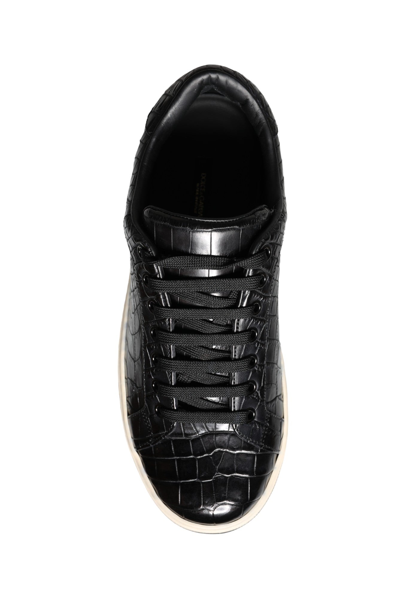 Dolce & Gabbana Black Leather Men's Low Top Sneakers Shoes