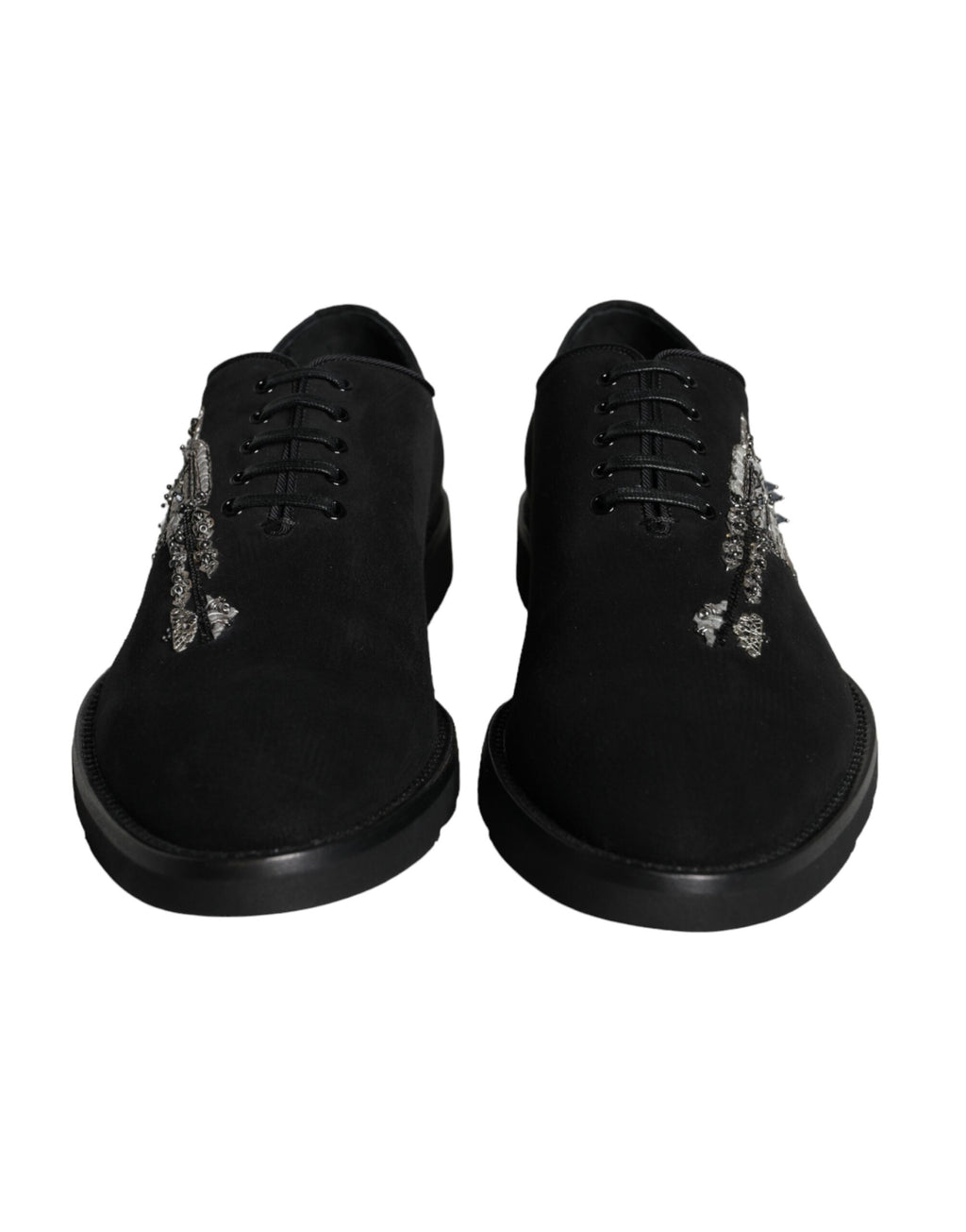 Dolce & Gabbana Black Suede Sicilia Lace-Up Formal Shoes
