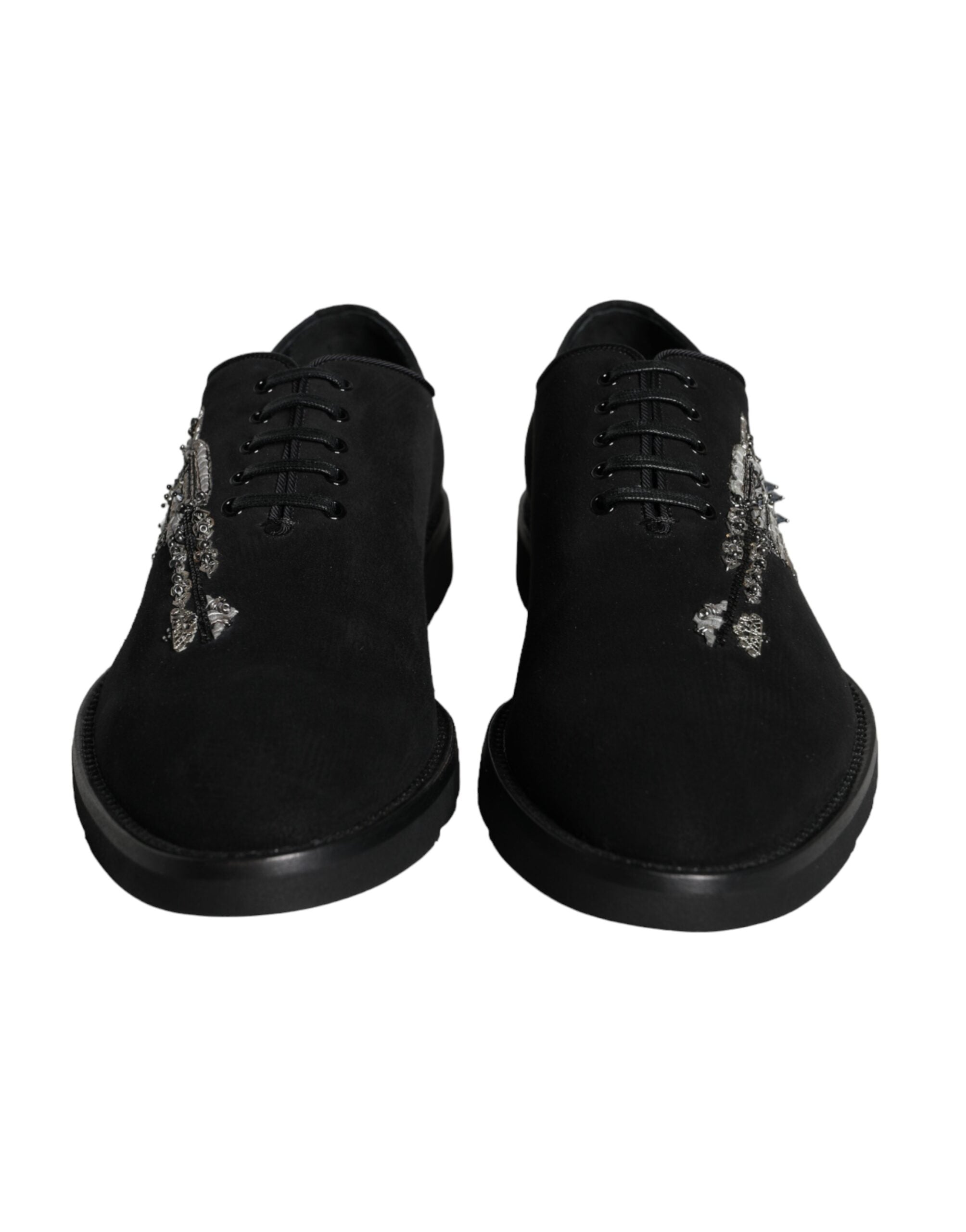 Dolce & Gabbana Black Suede Sicilia Lace-Up Formal Shoes