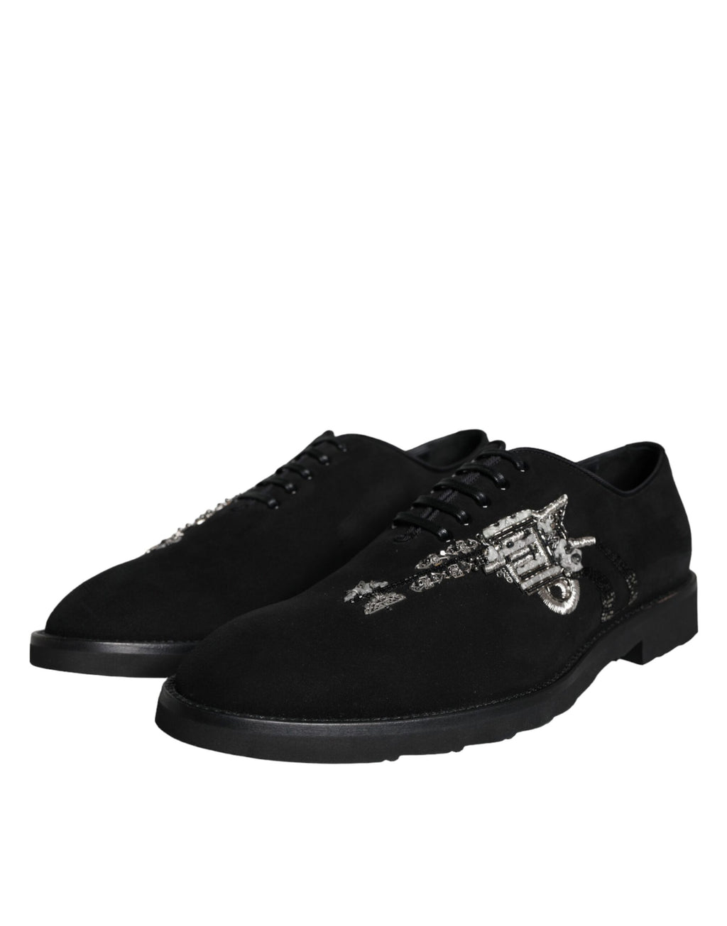 Dolce & Gabbana Black Suede Sicilia Lace-Up Formal Shoes