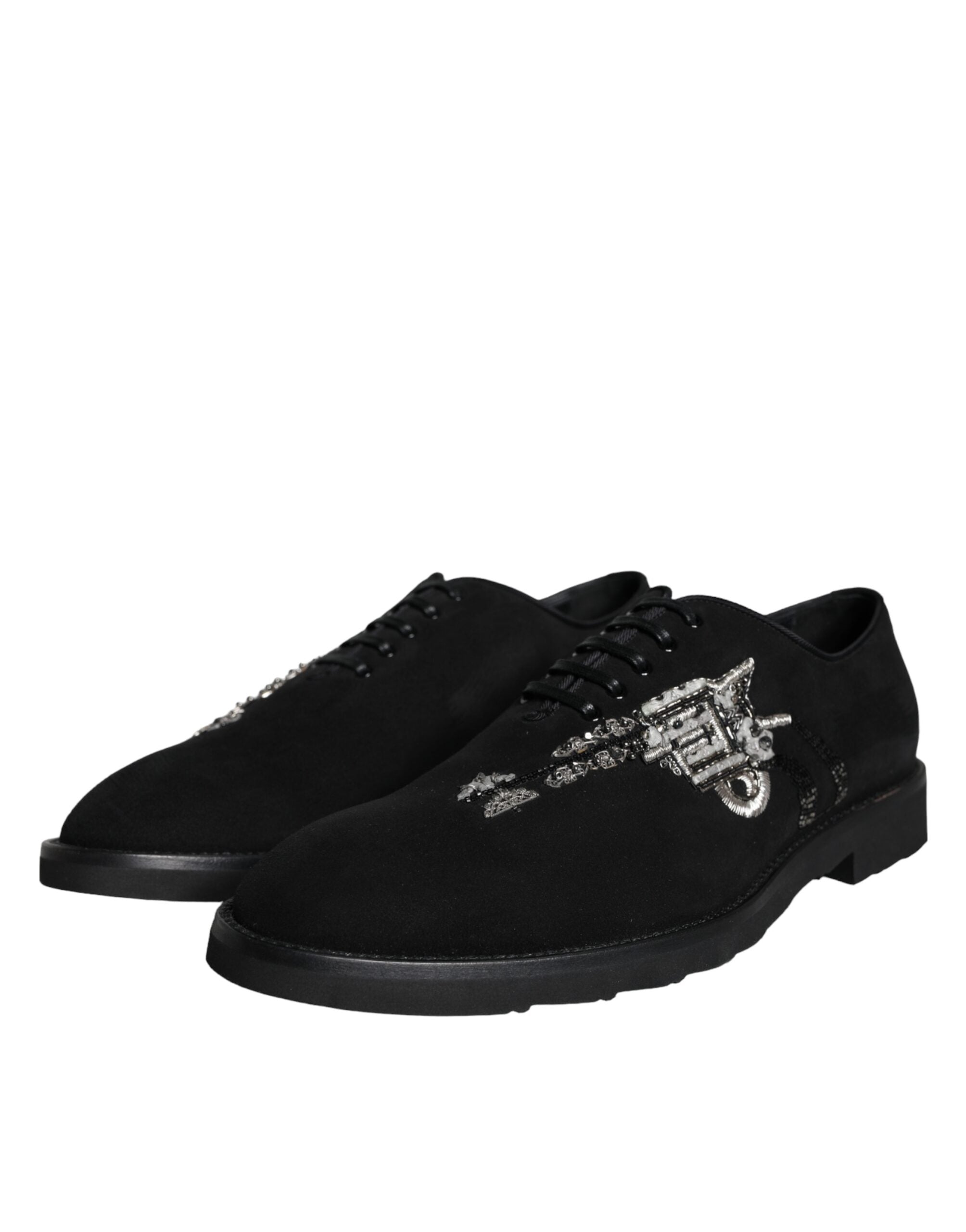 Dolce & Gabbana Black Suede Sicilia Lace-Up Formal Shoes