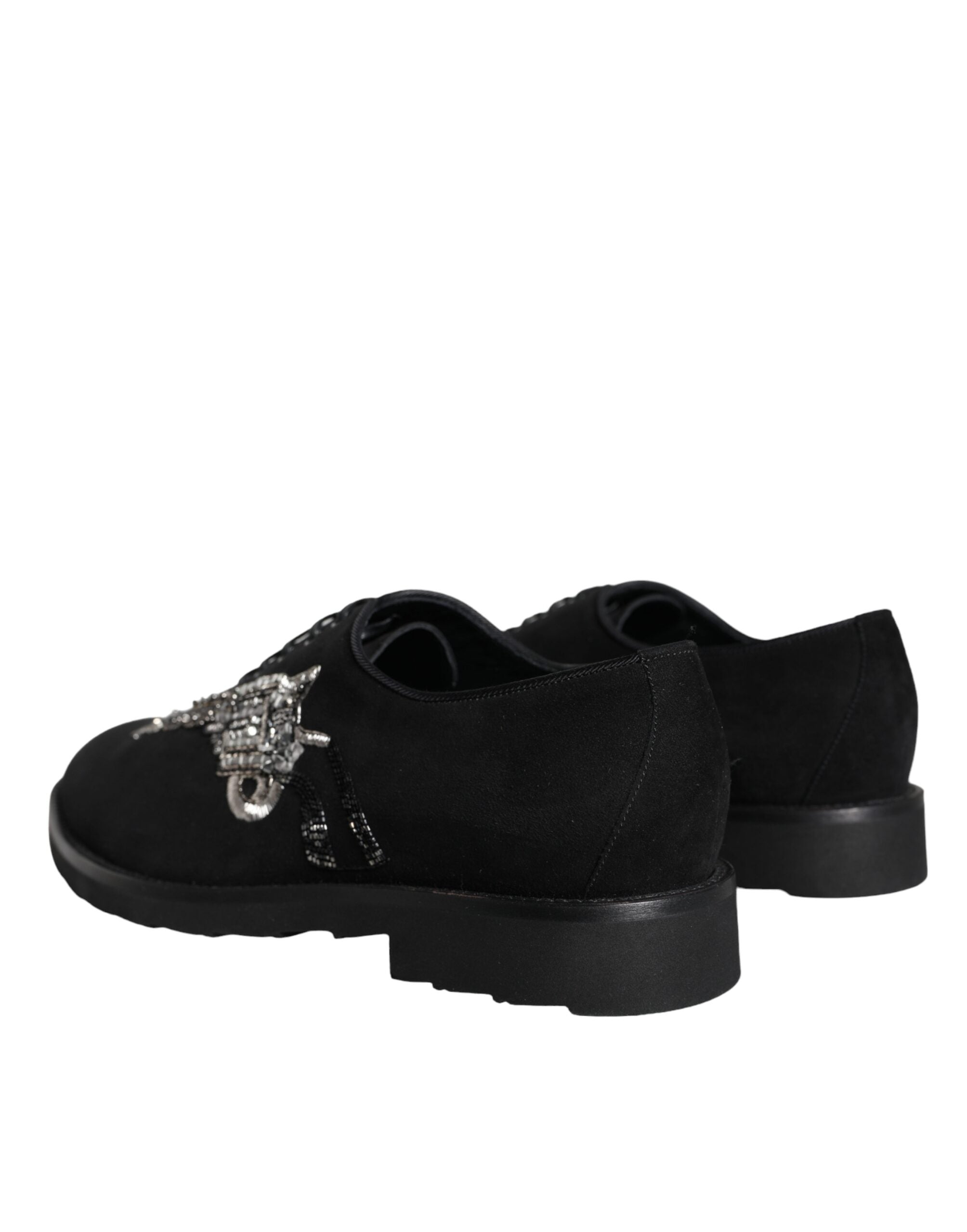 Dolce & Gabbana Black Suede Sicilia Lace-Up Formal Shoes