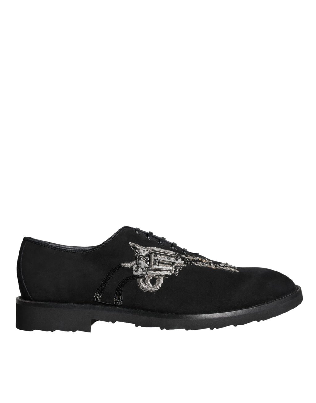 Dolce & Gabbana Black Suede Sicilia Lace-Up Formal Shoes