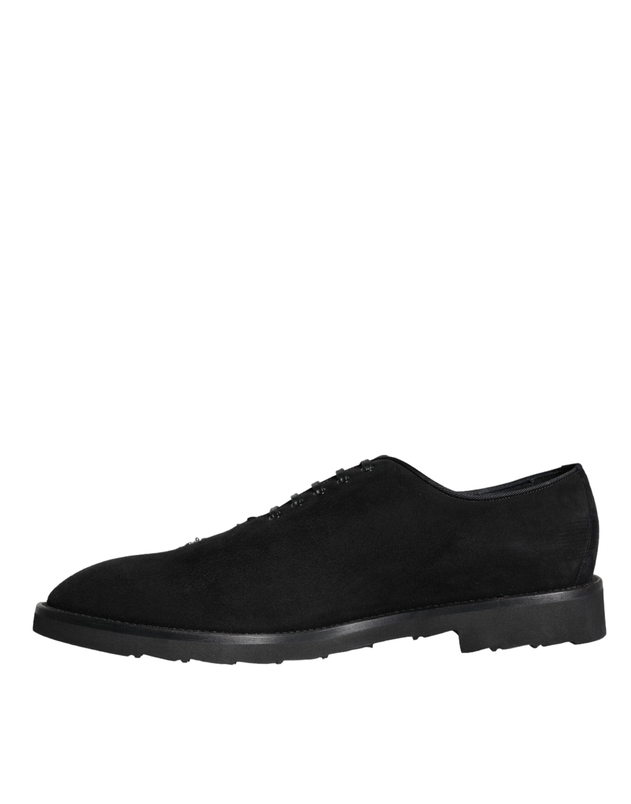 Dolce & Gabbana Black Suede Sicilia Lace-Up Formal Shoes