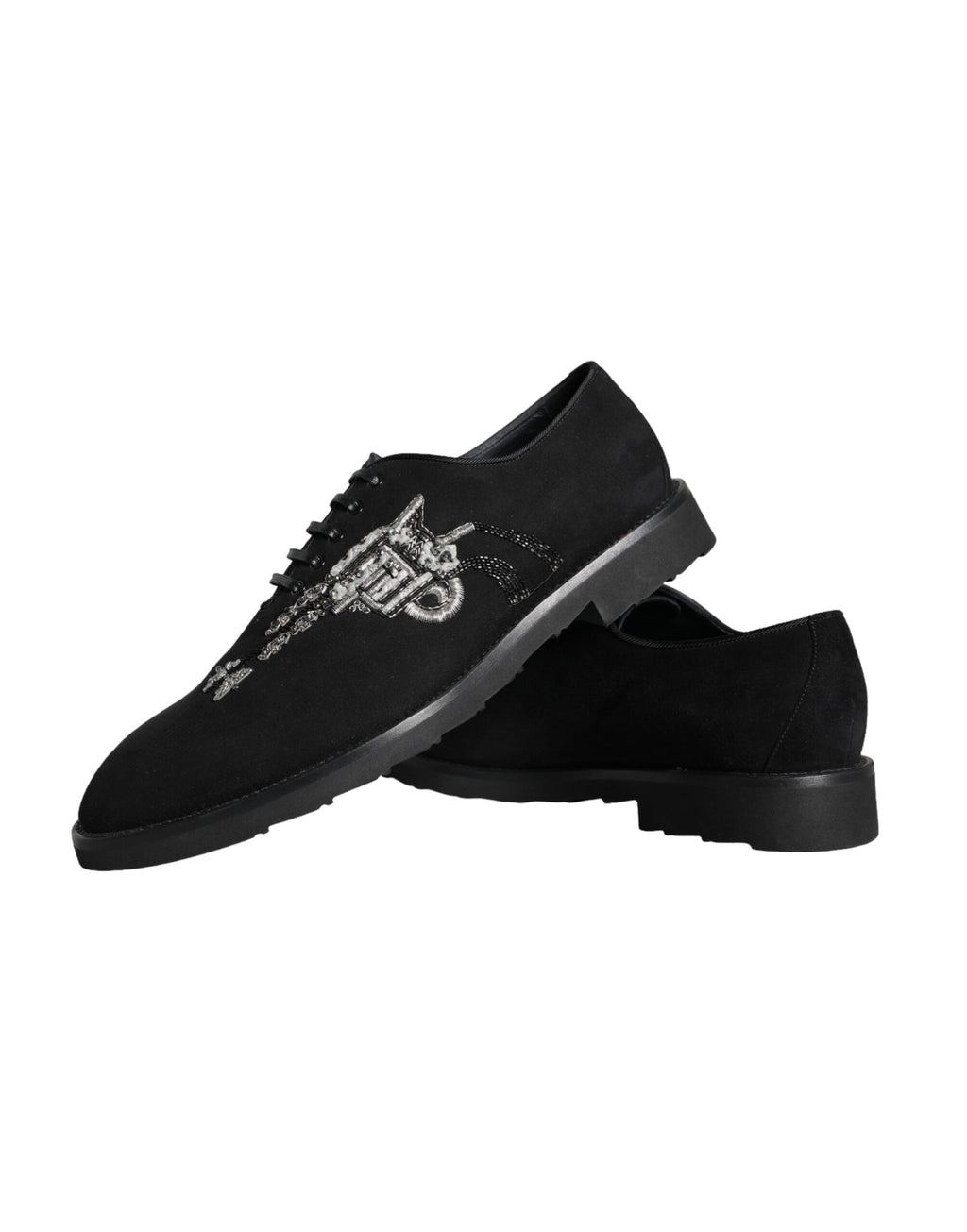 Dolce & Gabbana Black Suede Sicilia Lace-Up Formal Shoes