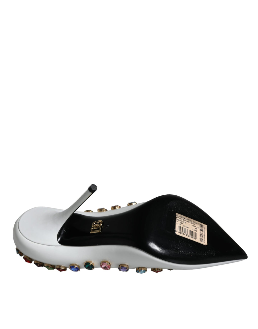 Dolce & Gabbana White Crystal Leather High Heel Pumps Shoes