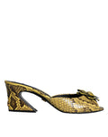 Dolce & Gabbana Yellow Leather Block Heel Mules Shoes