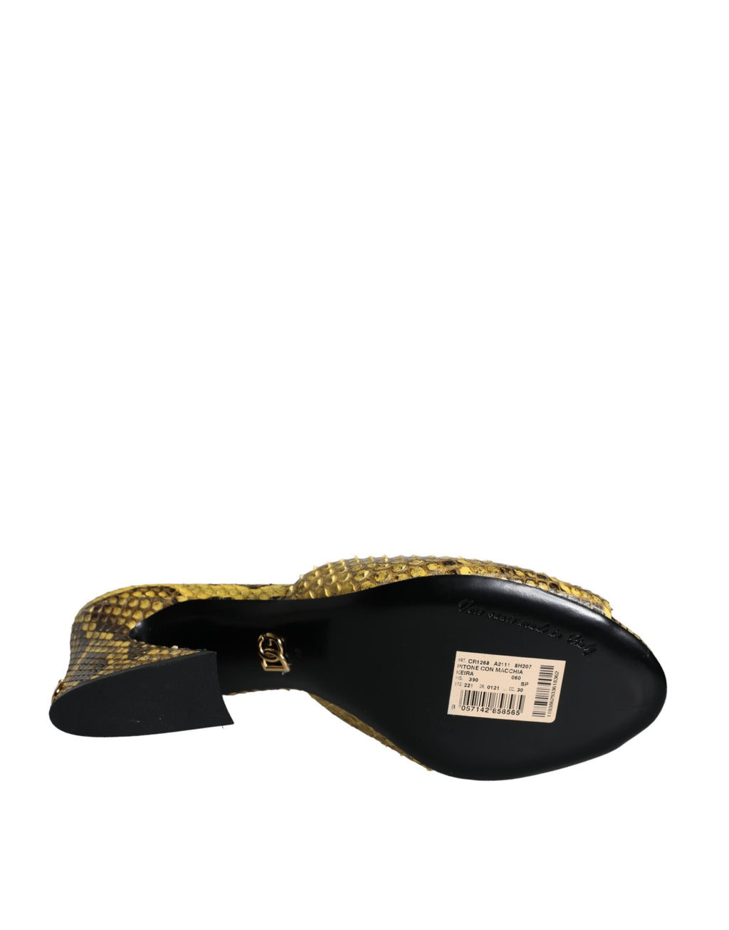Dolce & Gabbana Yellow Leather Block Heel Mules Shoes